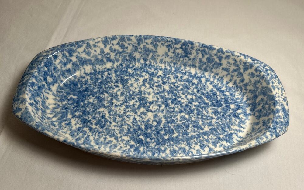 Vintage El Camino blue splattered baking dish EC211